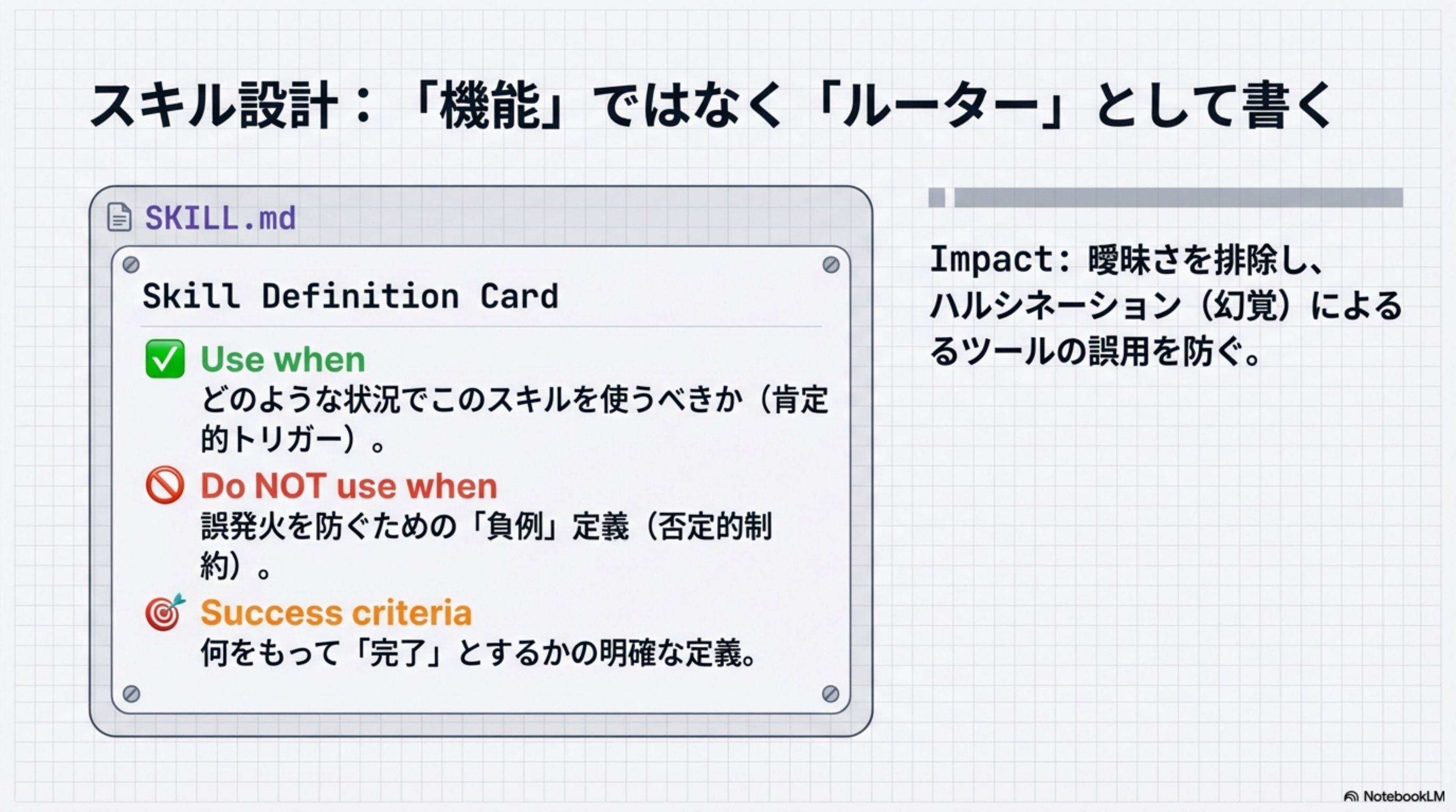 SKILL.md: ルーターとして書く