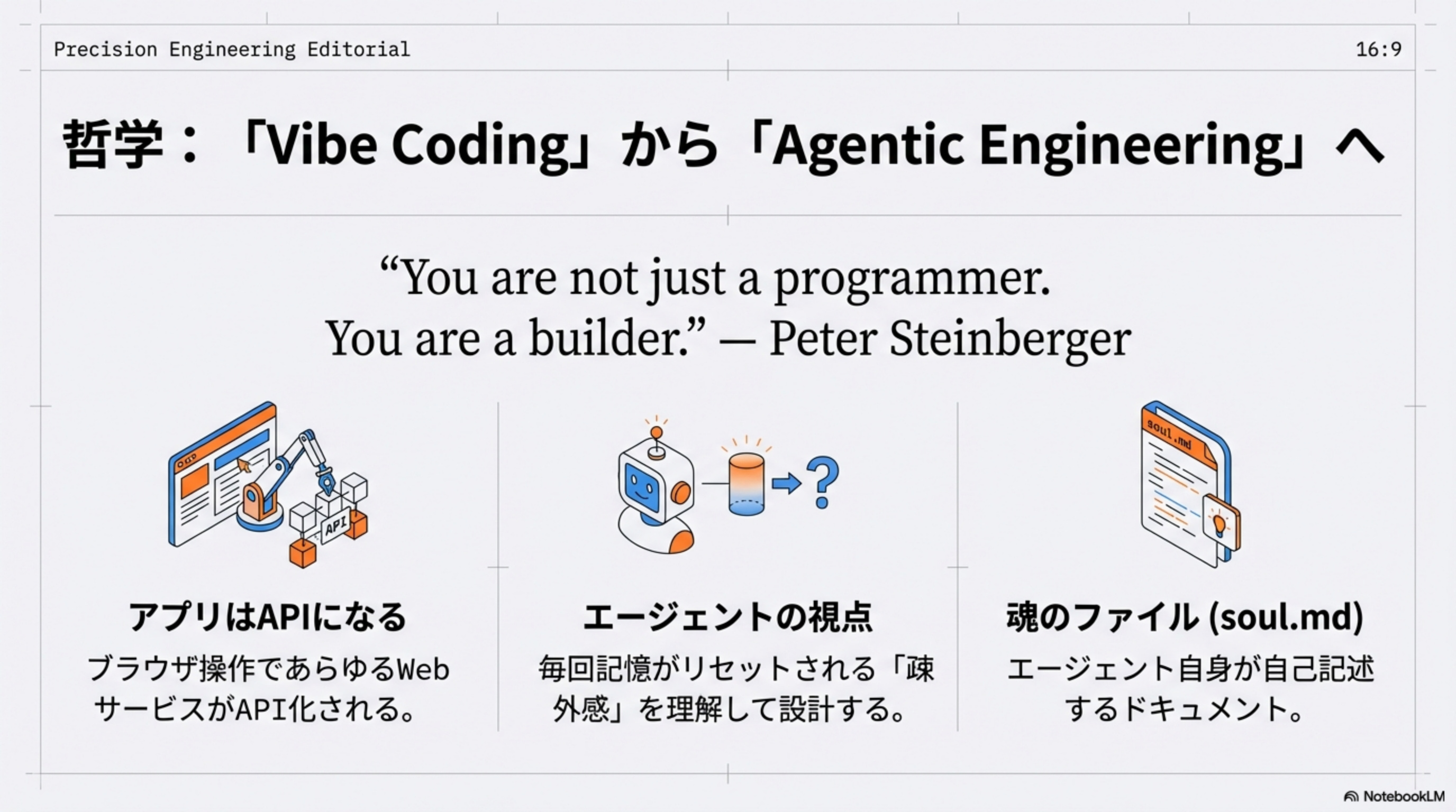 Agentic Engineering: アプリはAPIになる, エージェントの視点, soul.md